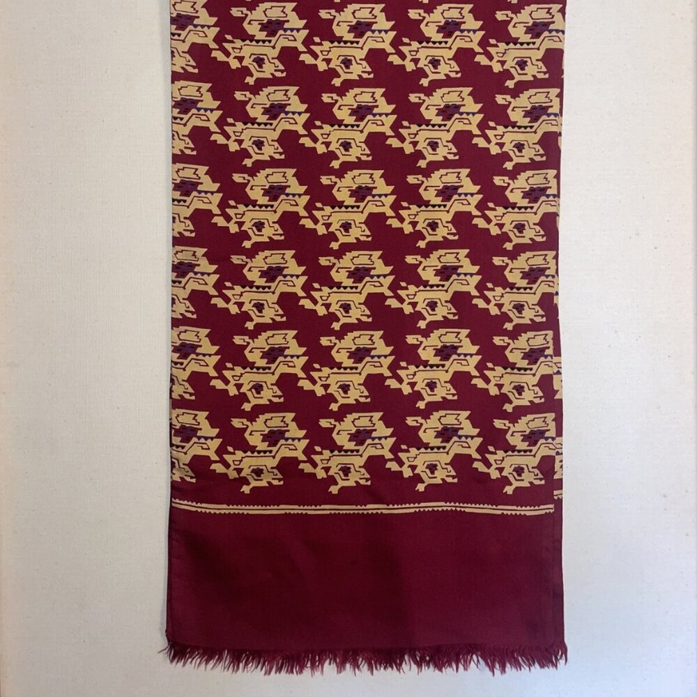 Red and Yellow Patterned Vintage Opera Scarf